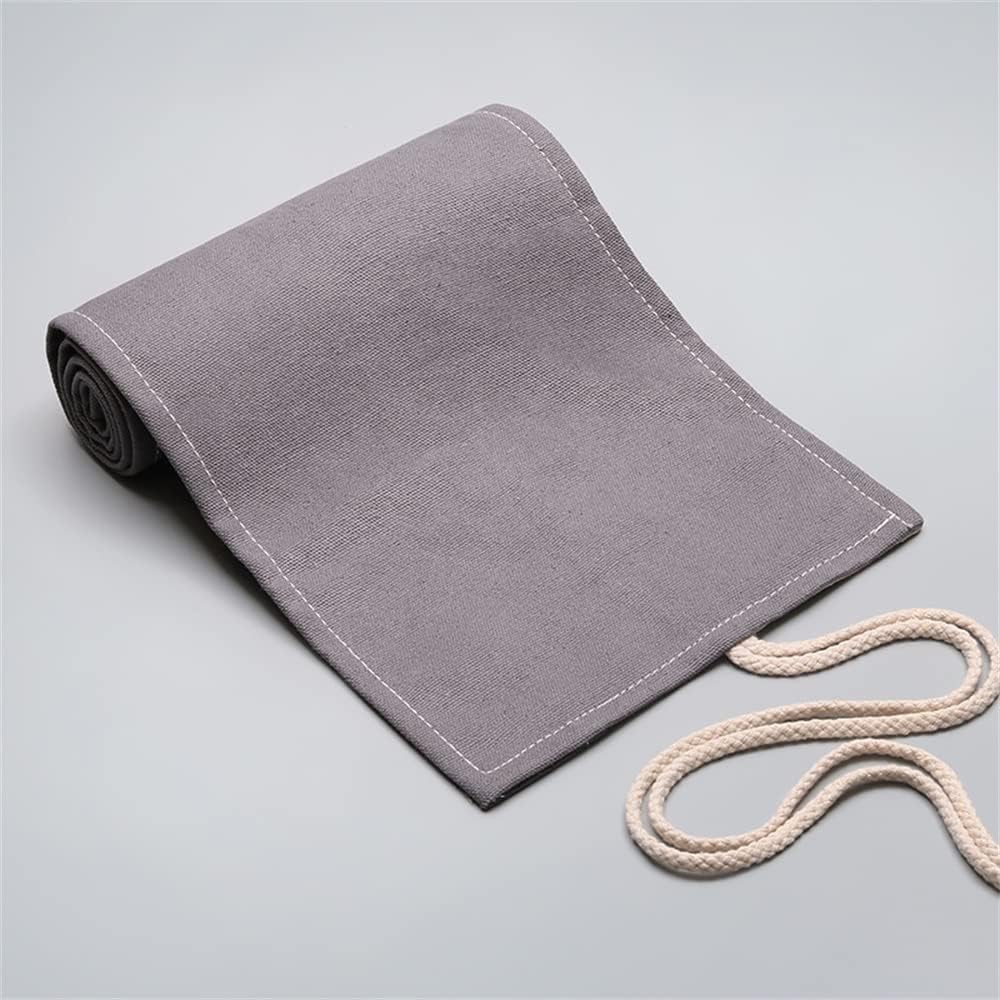 DIYOMR 12/24/36/72 Slots Pencil Wrap Pencil Rolls, Artist Colored Pencil Roll Up Bag Short Brush Pouch Case Pencils Organizer for Drawing Coloring and Sketching, No Pencils (Grey, 12slots)