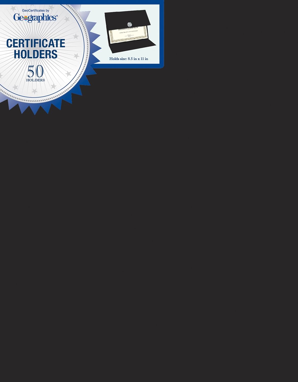 Certificate Holders - Tri-Fold Navy Linen 9.25x12.5 Inches - 50 Pack - Embossed Die-Cut 80 lb Cover Stock - Silver Medallion Foil Stamp - Ideal for Awards - 218 GSM Document Holder