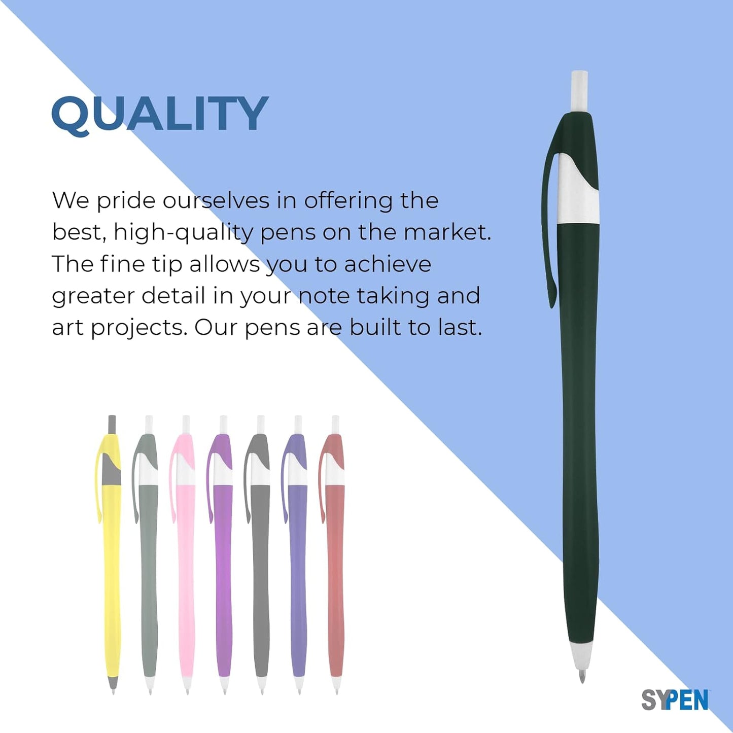 SyPen Personalized Pens With your Custom Logo or Text-500 Pack Bulk-for Businesses, Parties, and Events, Custom Printed Slim Ballpoint Click Pens, Red Barrel Color, Black Ink