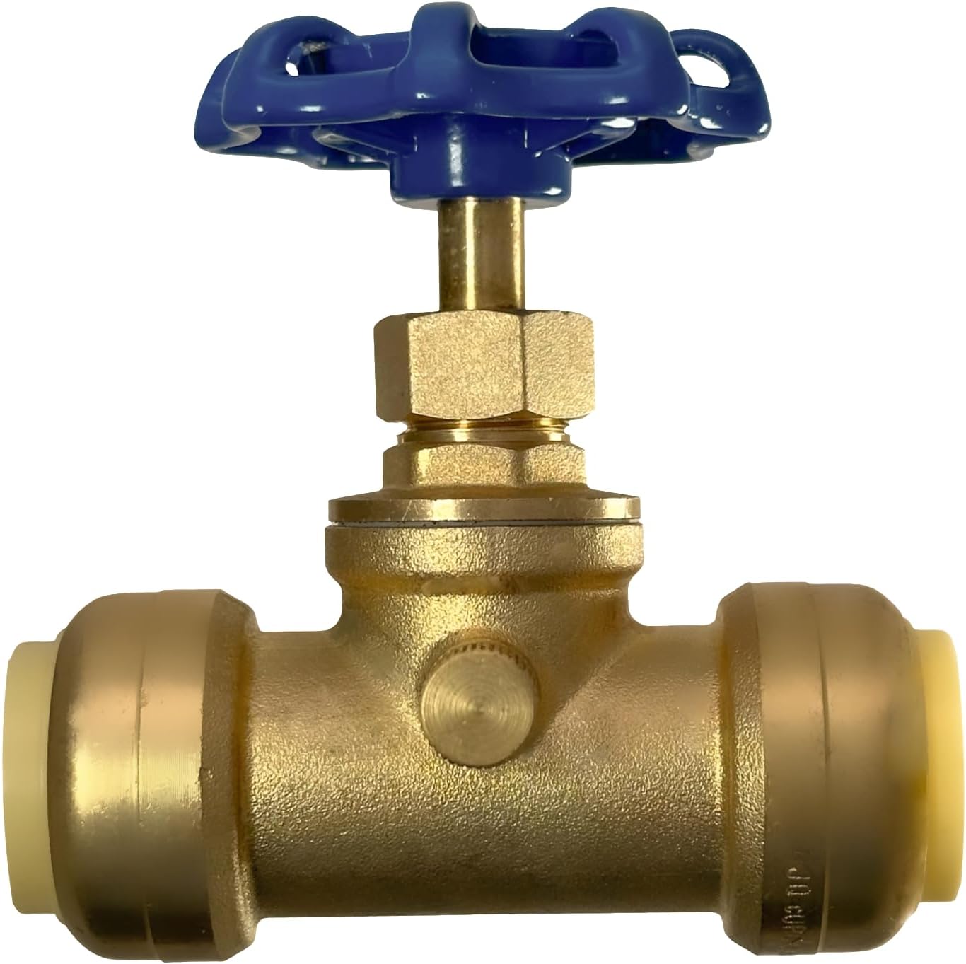 3/4 inch Push Fit Stop Valve with Drain and Vent, Push to Connect Brass Plumbing Fitting, Pex Pipe, Copper, CPVC, PE-RT, HDPE, 2-5-2=10, 10 Pieces