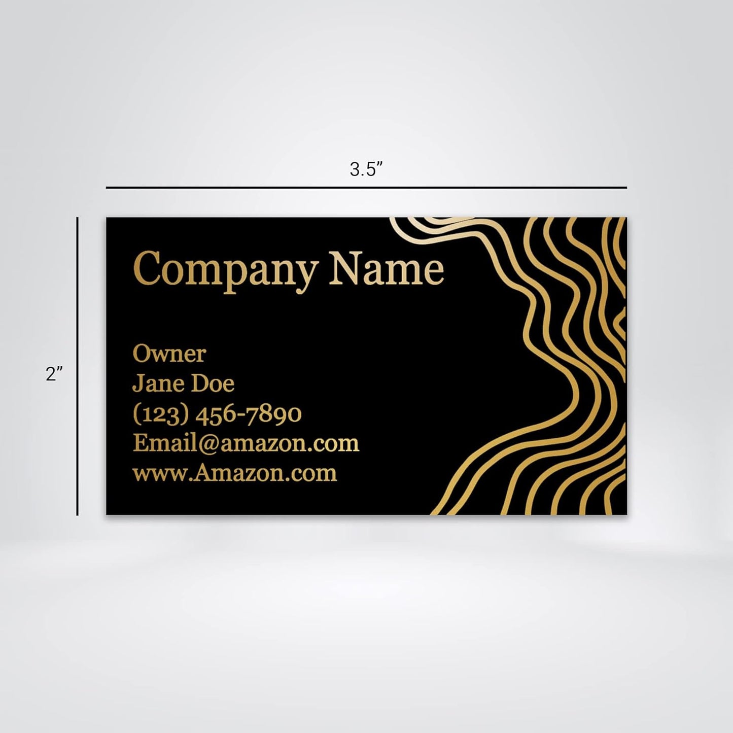 Personalized Gold Foil Black Business Cards 100 Pack - 3.5" x 2" Cards - 14 PT Thick Sturdy Cards - Unique Shiny Gold Foil - Made in the U.S.A. (Gold Twisted)