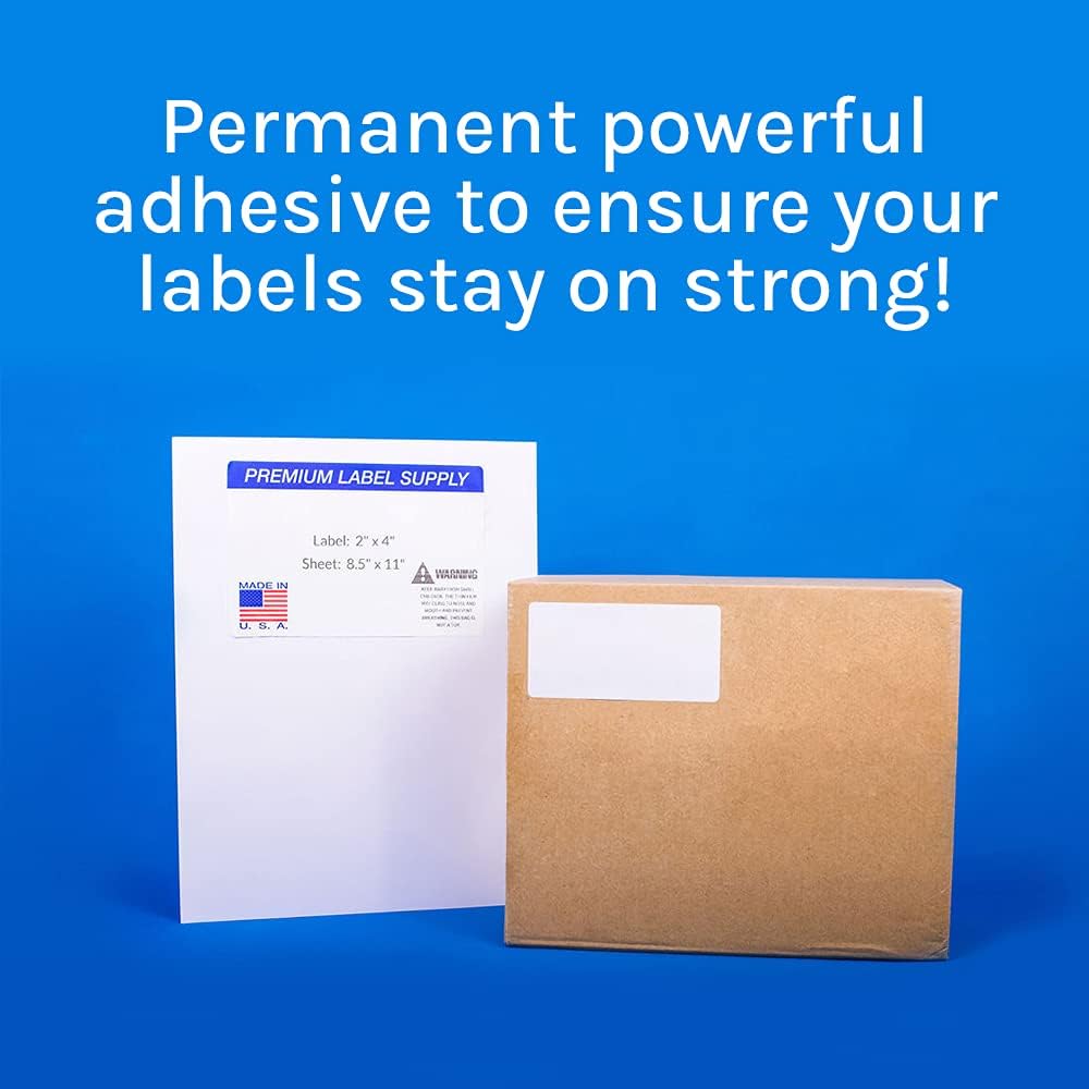 Premium Label Supply White Sticker Address Labels – 2" x 4" – Laser/Inkjet Compatible – (10 per Sheet), 1000 Sheets – 10,000 Total Adhesive Labels