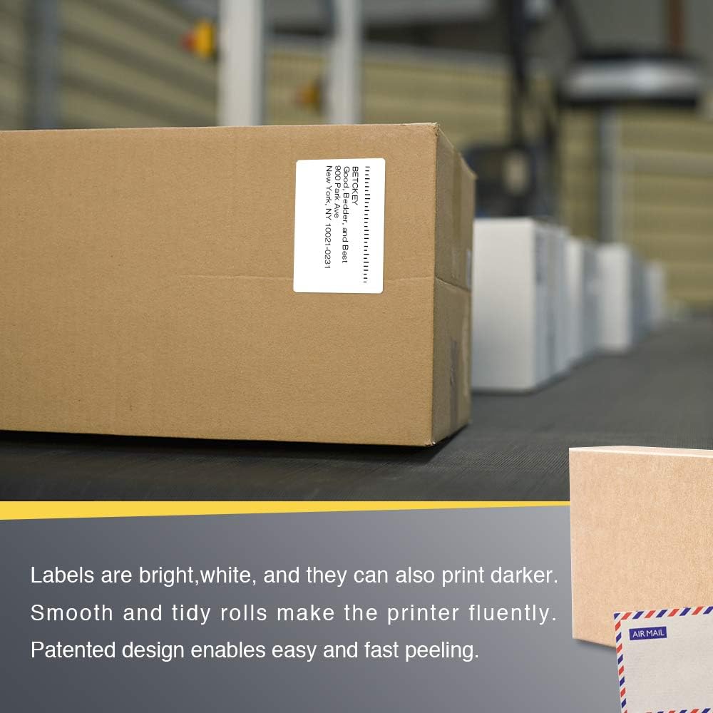 BETCKEY - 3" x 2" (76 mm x 51 mm) Multipurpose & Shipping Labels Compatible with Zebra & Rollo Label Printer,Premium Adhesive & Perforated [16 Rolls, 12000 Labels]