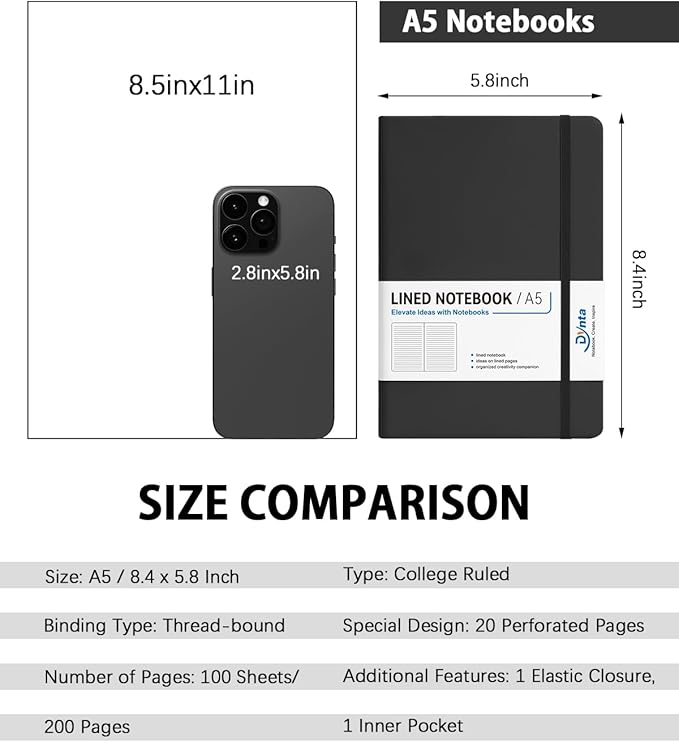 Dynta Hardcover Journal Notebooks, 10 Packs A5 Lined Journals Bulk - Image 2