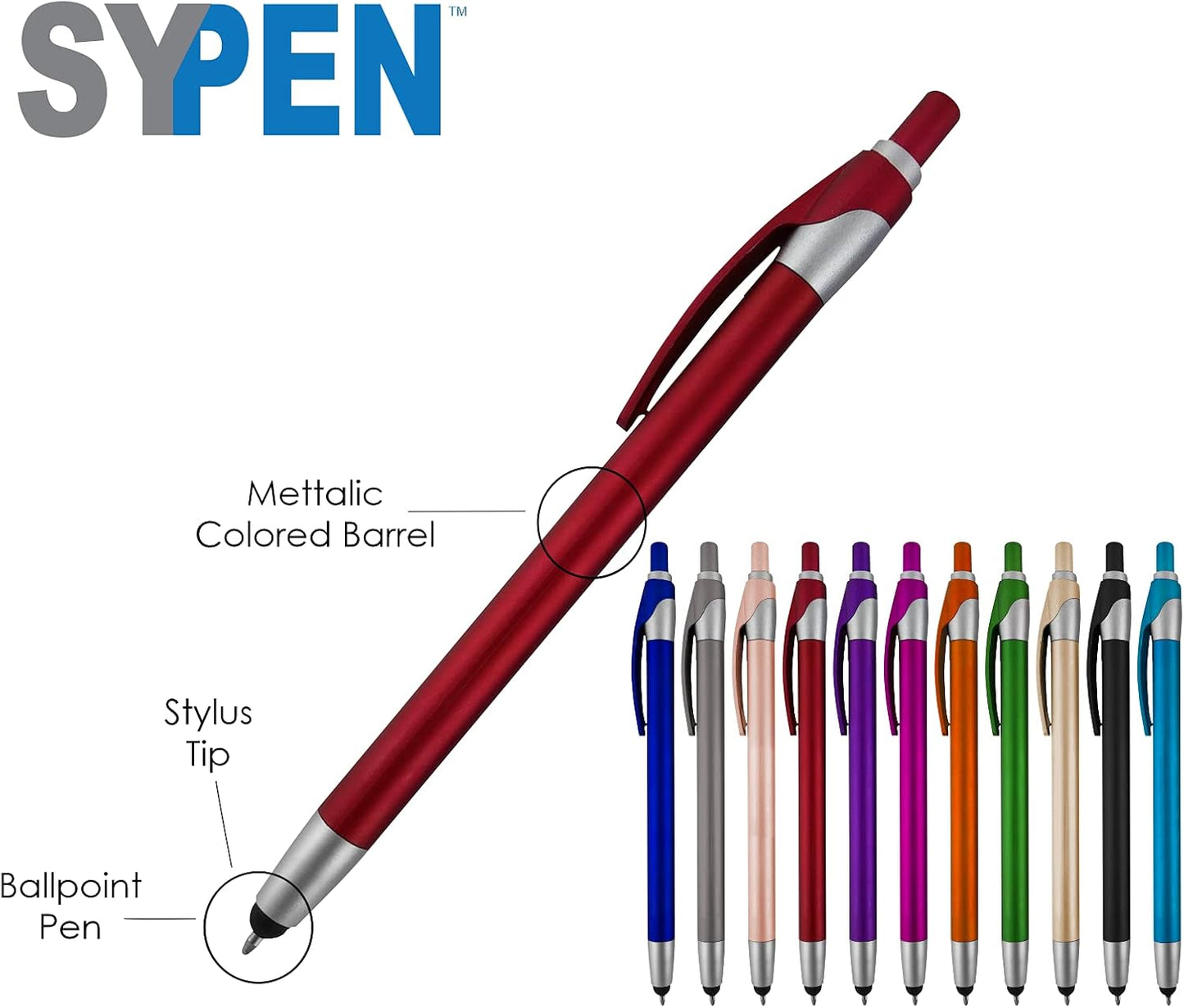 Personalized With your Custom Logo or Text Pens-Pack of 450- for Marketing, Parties, and Events, 2 in 1 Capacitive Stylus & Ballpoint Pen Compatible With Touchscreen Devices, Black Ink, Teal Pens