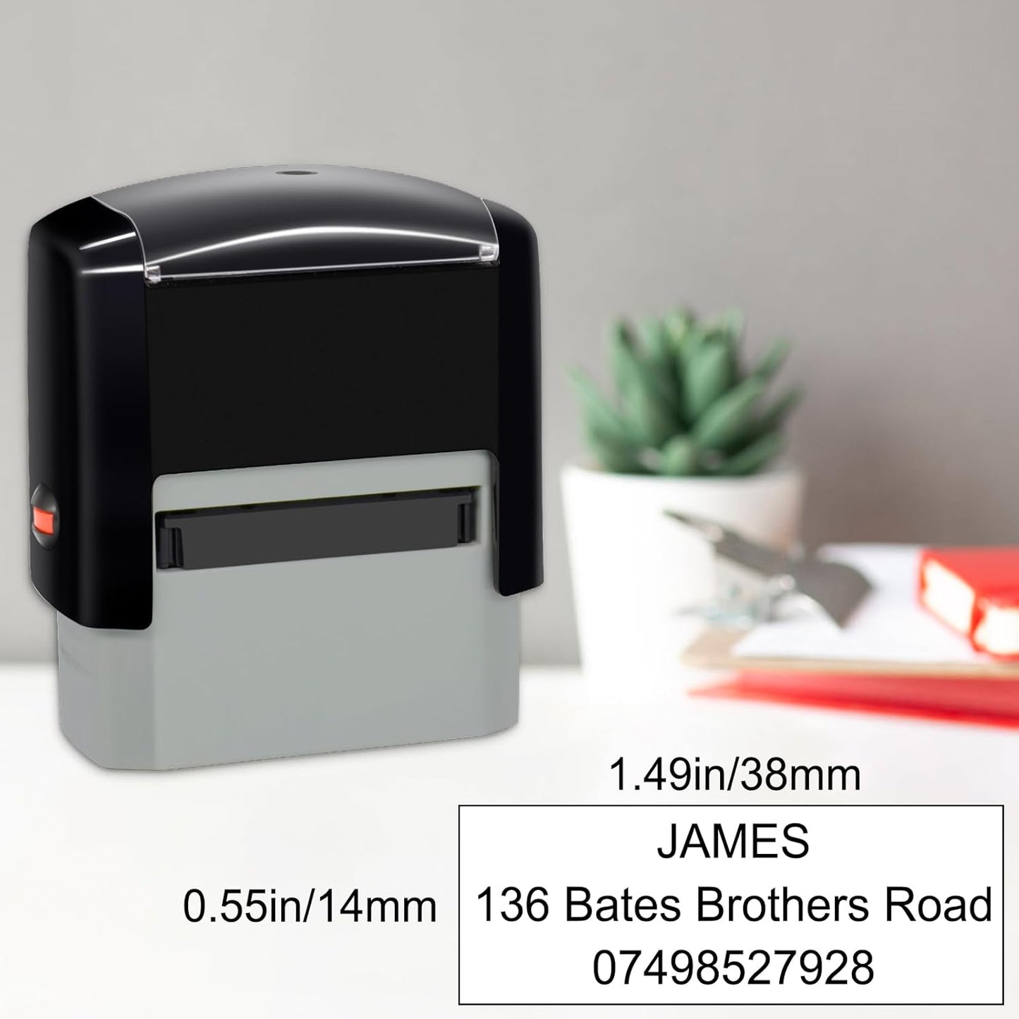 38x14mm Personalized Stamp Custom Self-Inking Business Address Rubber Stamps Customized with Name Date Signature Return Address Up to 3 Lines
