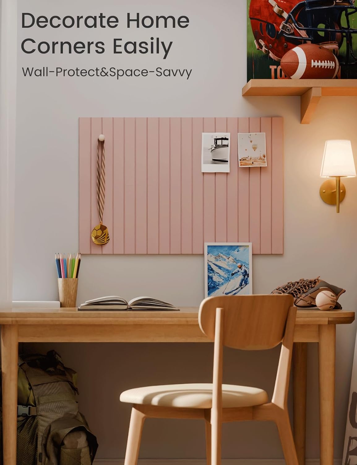 Felt Bulletin Board Tiles -28"x18" with 40 Adhesive Tabs, Cork Board Alternative for Office Decor, Push Pin Board Wall Organizer 6-Pack (Pink)