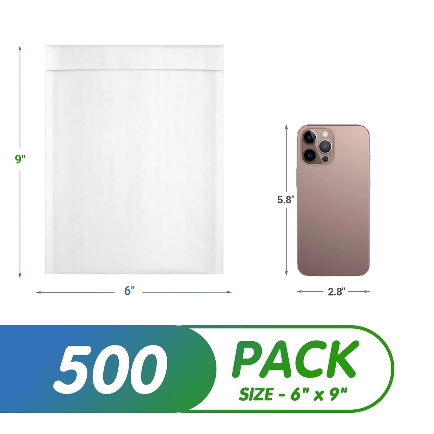 White Kraft Bubble Mailer Envelopes, 6 x 9 Inches. 500 Pack Mail Padded Envelopes Self Seal. Waterproof Kraft Bubble Mailers. Tear-Resistant Mailing Envelope Padded. Sturdy Paper Mailer