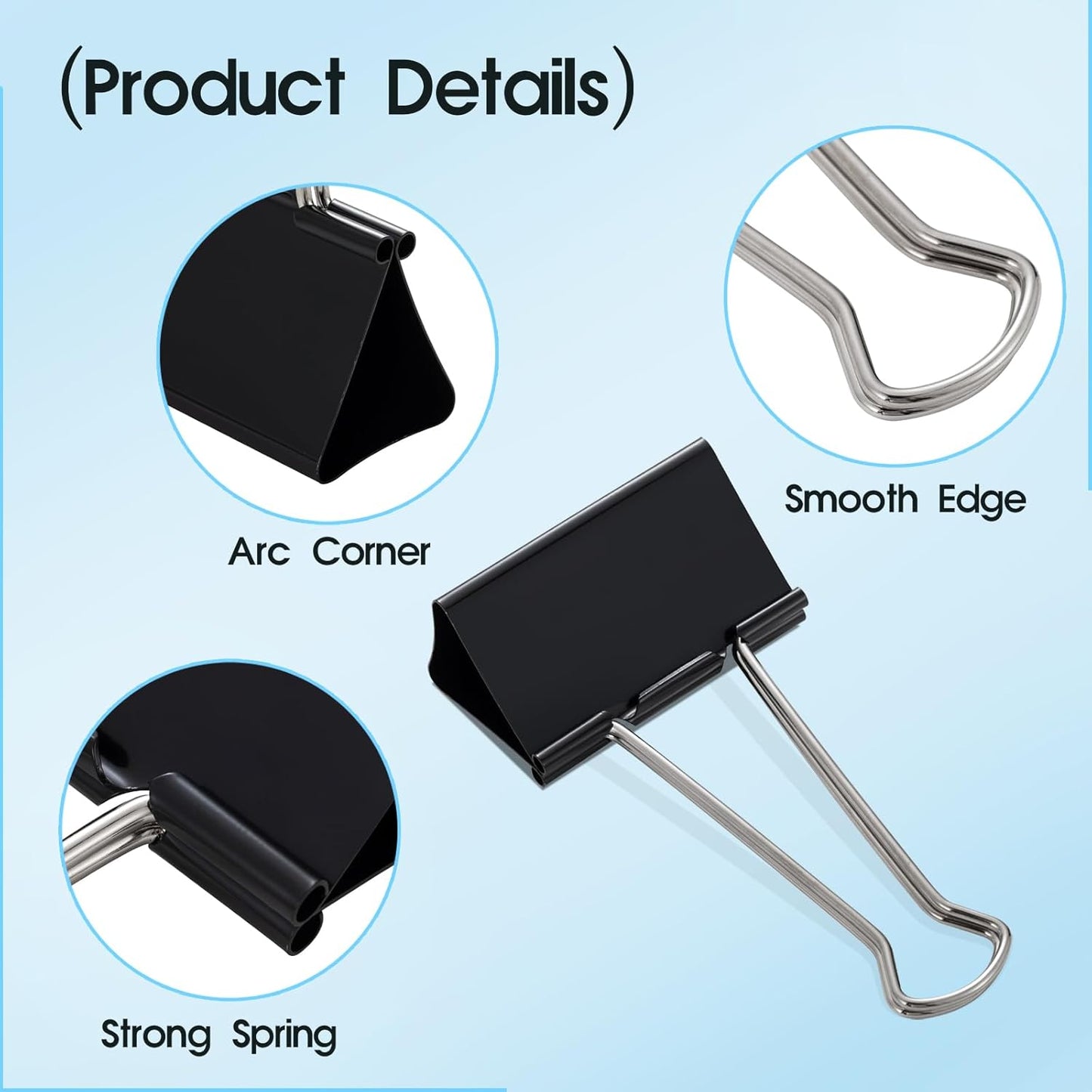 Jumbo Binder Clips 3 Inch, Black, Binder Clips Extra Large Heavy Duty for Office Supplies (18)