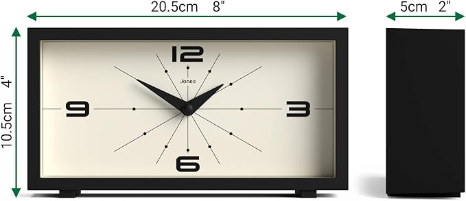JONES CLOCKS® Odeon Desk Clock | Modern Rectangular Design | Black | Stylish - Image 4