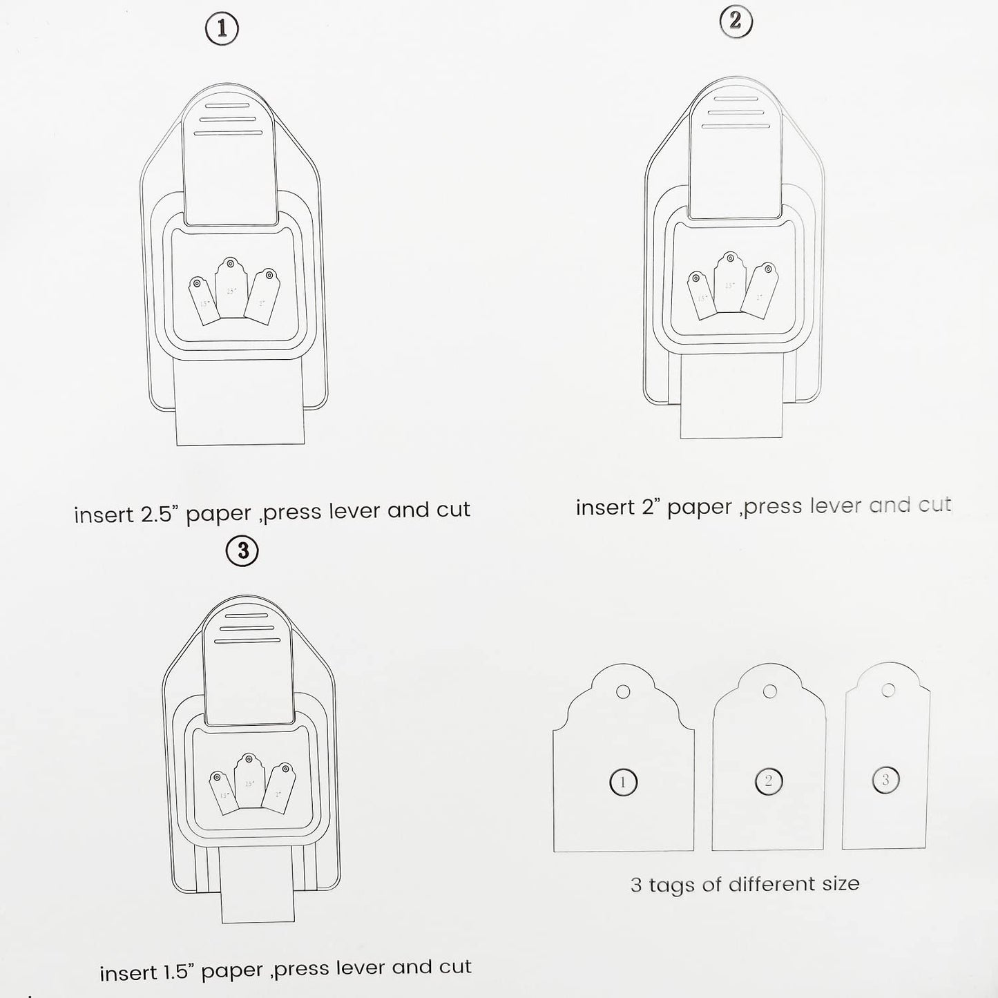 MIAO JIN 3 in 1 Round Label Punching tag Punch 1.5 "2" 2.5 "Corner Paper Punch Round Label Shape Craft Punching Gift tag for DIY Crafts Project Card Making Supplies(Shell Color Random)