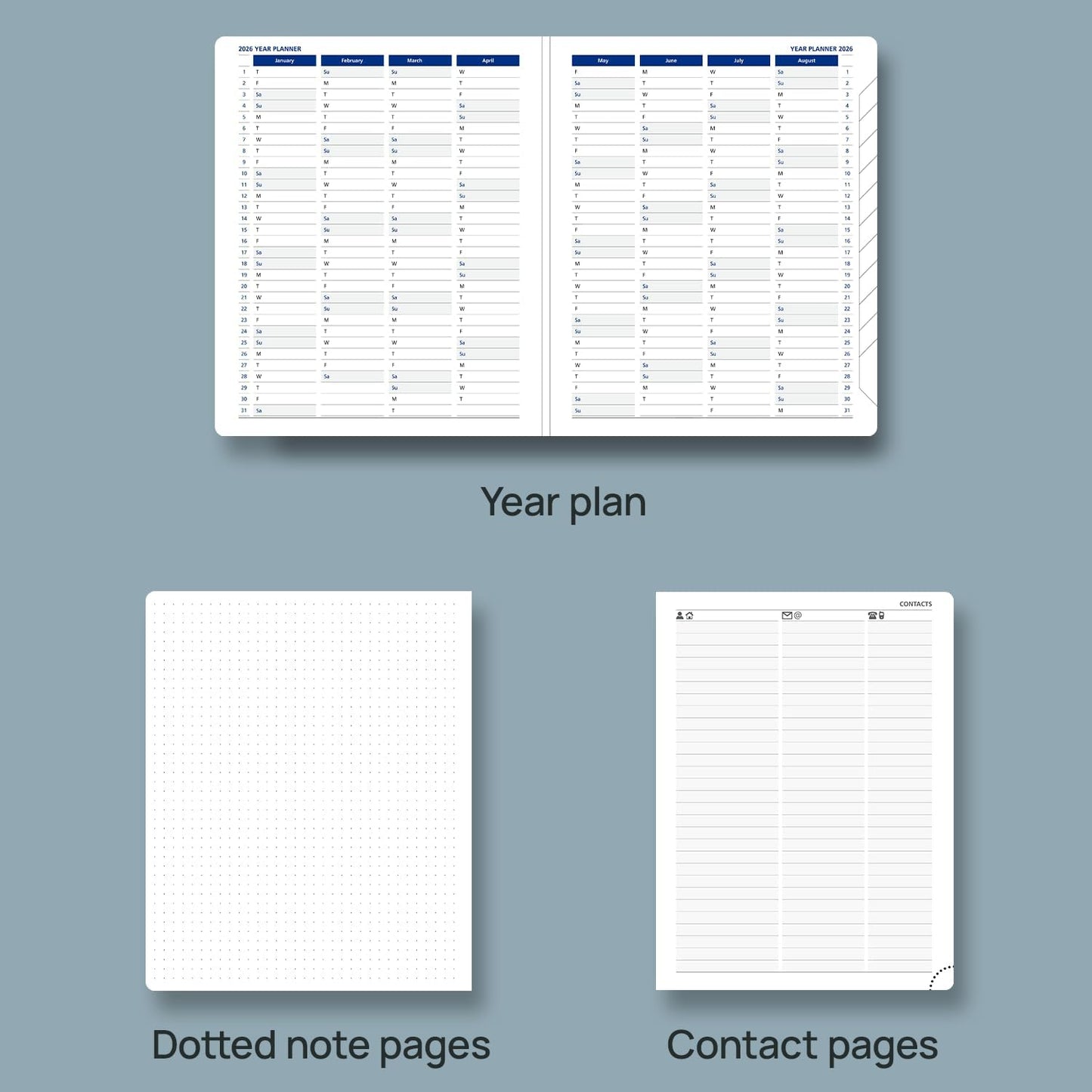POPRUN 2026 Weekly Planner (Medium 7'' x 8.5''), 30-Minute Hourly Appointment Book (Jan 2026-Dec 2026) with Monthly Tabs, Inner Pockets, Pen Holder, PU Leather Softcover, 100GSM - Burgundy