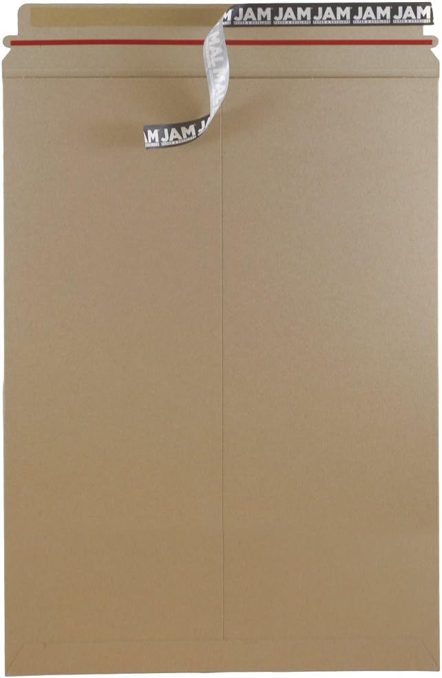 JAM PAPER Stay-Flat Photo Mailer Envelopes with Peel & Seal Closure - 13 x 18 - Brown Kraft - Sold Individually