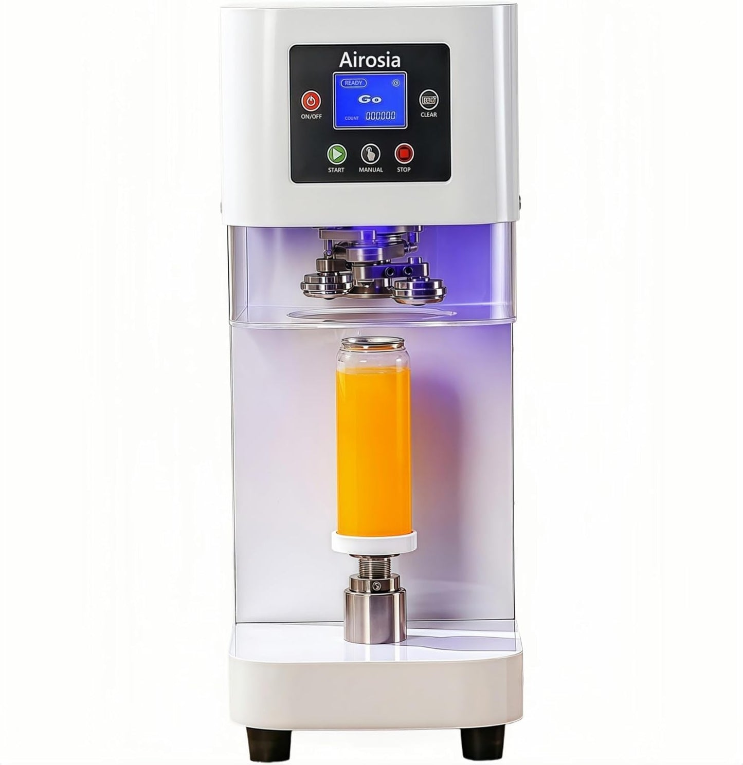 Commercial Soda Can Sealer-270W stronger motor, Automatic Can Sealer Machine for 202 Size(55mm) Aluminum and Plastic Cans - White caning machine - 2.4-6.7 inch Height Adjustable