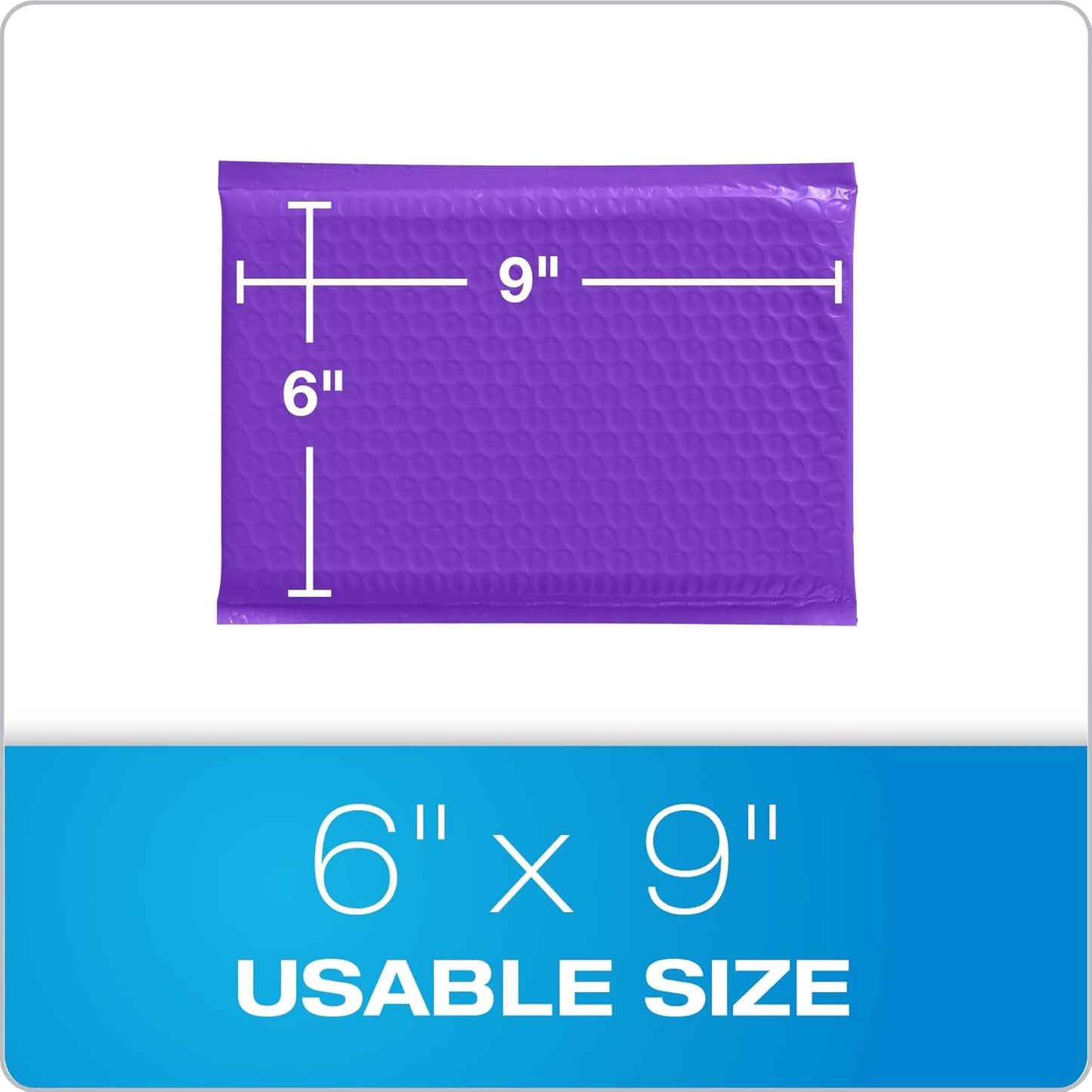 Quality Park Bubble Mailers, 6 x 9, Purple Poly Mailers, Padded Envelopes, Shipping Bags, Water Resistant, Self Seal, 50 Per Box (QUA85904)