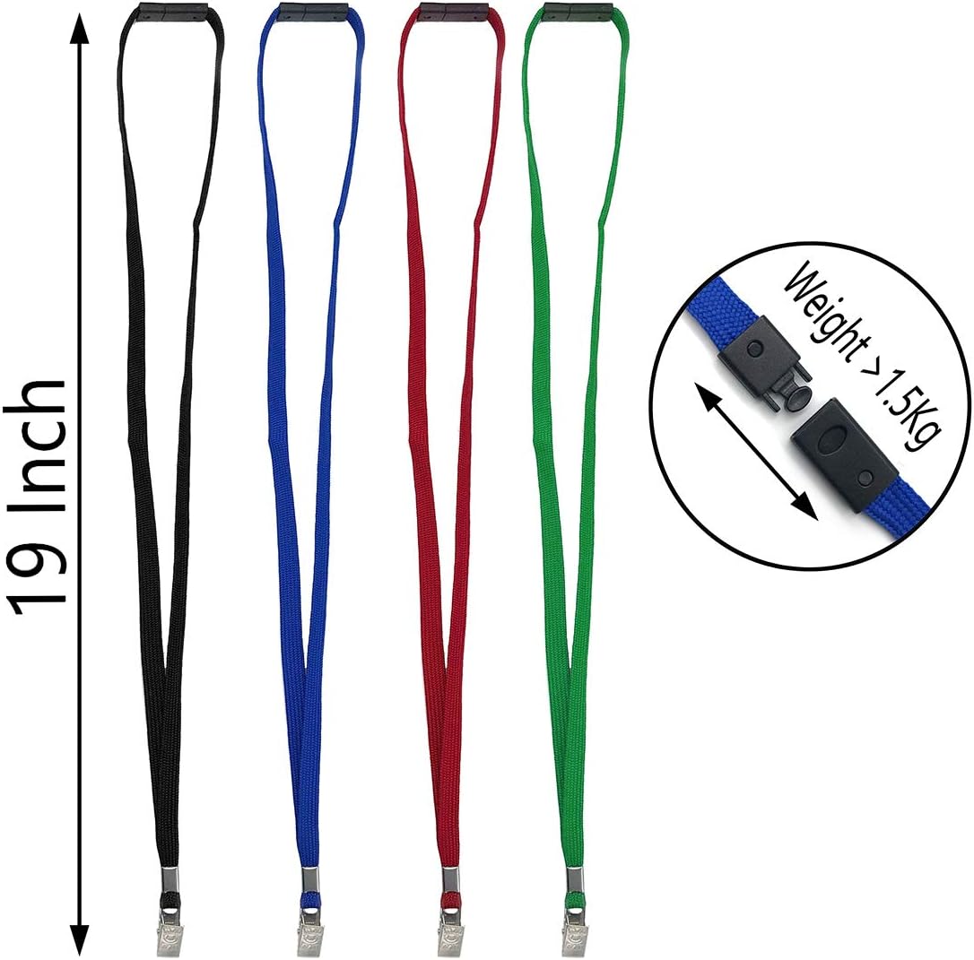 Bird Fiy Lanyards Breakaway Bulk Black Lanyards Neck Flat Safety Badge Lanyard Bulldog Clip (Purple, 50 PCS)