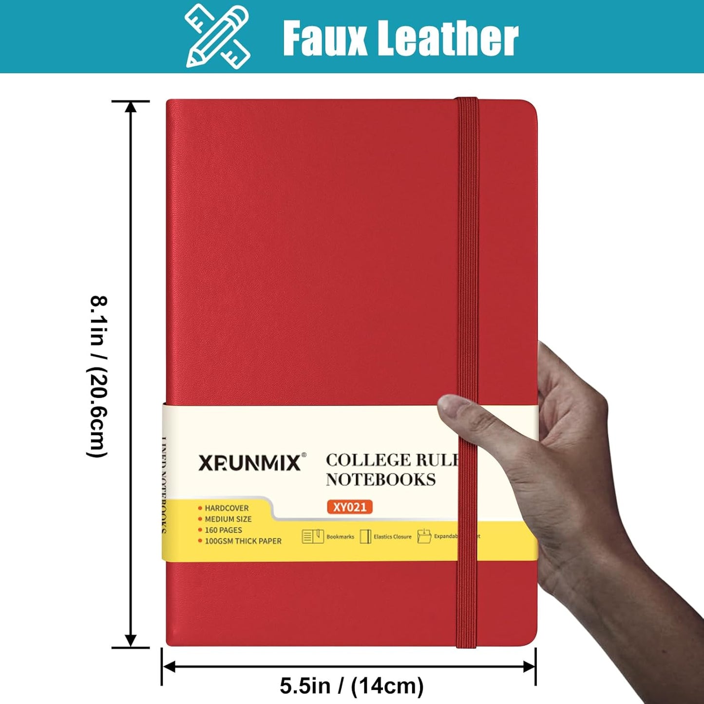 Lined Journal Notebooks, 160 Pages Notebook for Work, 5.7 x 8 inches, 100 GSM Paper, 6 Classic Colors Hardcover Journals (Assorted Colors)