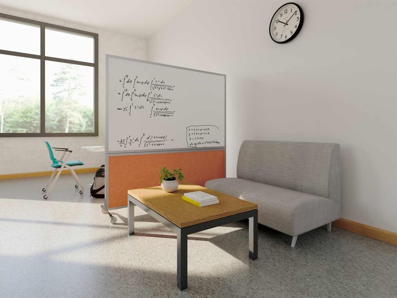 DivideWrite Mobile Whiteboard | Double Sided Dry Erase Board | Portable Office Cubicle Partition | Display for Classrooms, Conference Rooms, Meeting Areas and More | Latte Fabric 4' Wide X 6' Tall