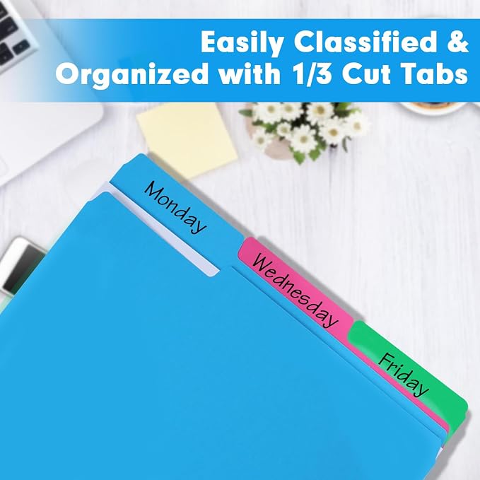 File Folder, RAZCC 250 Pack 1/3 Cut Tab Colored Folders, Colored File Folder - Image 3