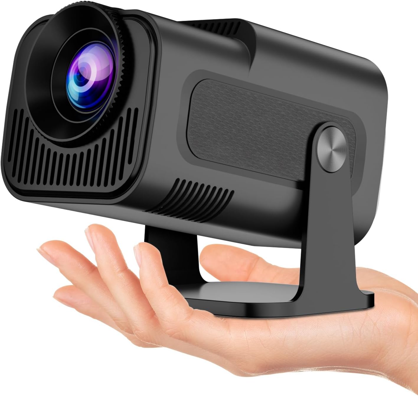 Smart 4K 1080P Projector With Built-in Apps, Wifi Bluetooth, Auto Keystone, Short Throw and 270 Adjustable - Mini Portable Outdoor Movie HY320 HY300 (Black)