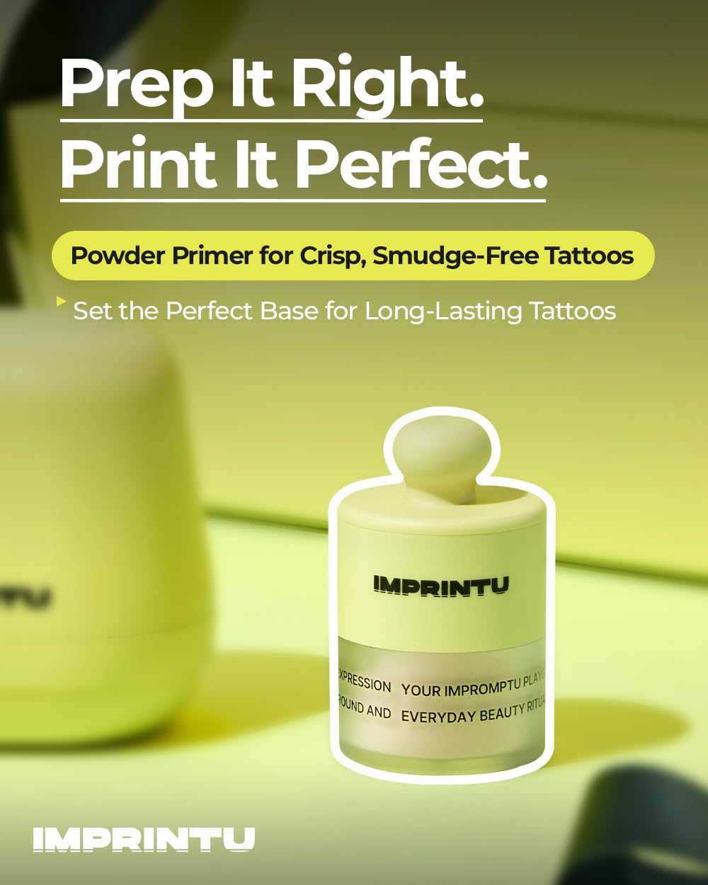 Powder Primer – Smudge-Proof Base for Clear Temporary Tattoos, Skin-Friendly Vegan Powder Formula, Suitable for All Skin Types and Tones, Easy to Use & Wash Off