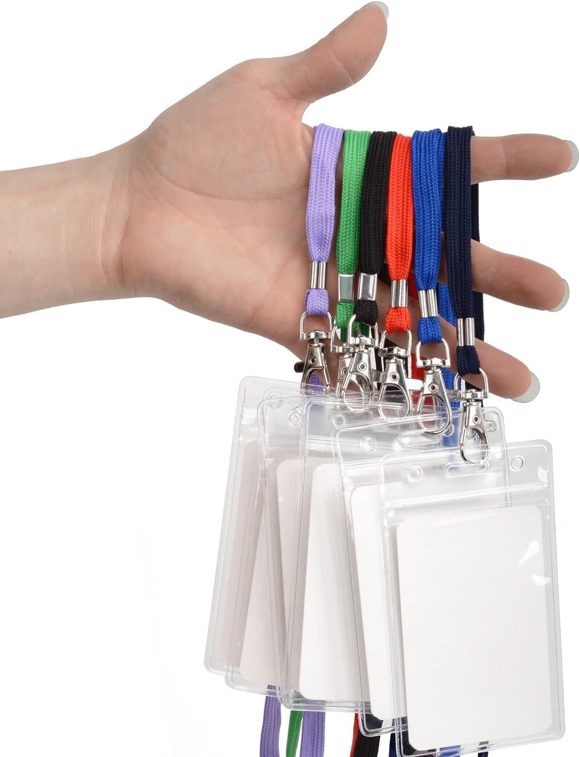 Navy Blue Lanyards 50 Pcs Bulk Lanyard for Id Badges Flat Lanyard with Badge Clip Swivel Hook (50, Navy Blue)
