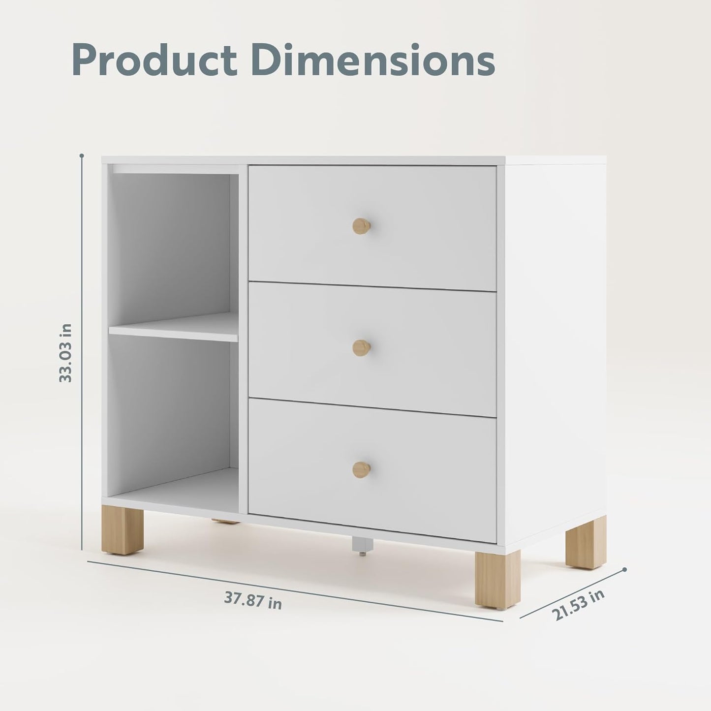 Storkcraft California 3 Drawer Combo Dresser (White with Driftwood) – GREENGUARD Gold Certified, Interlocking Drawer System, Pre-Installed Drawer Tracks for Easier Assembly, Spacious Cabinet