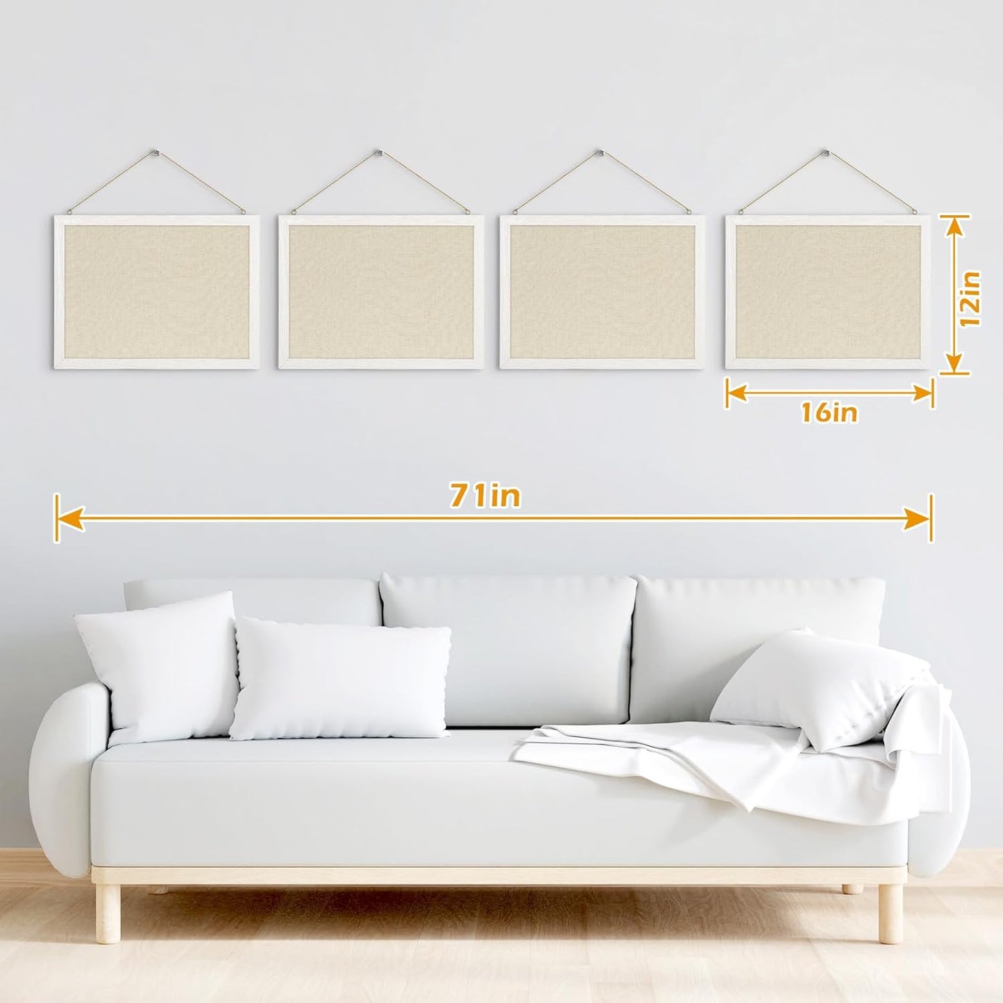 DOLLAR BOSS Bulletin Boards with Linen 1-Pack 16''X 12'' Double-Sided Cork Board for Walls Wood Framed Bulletin Boards, Small Pin Board for Home Kitchen Office Decorative Hanging 10 Pushpins