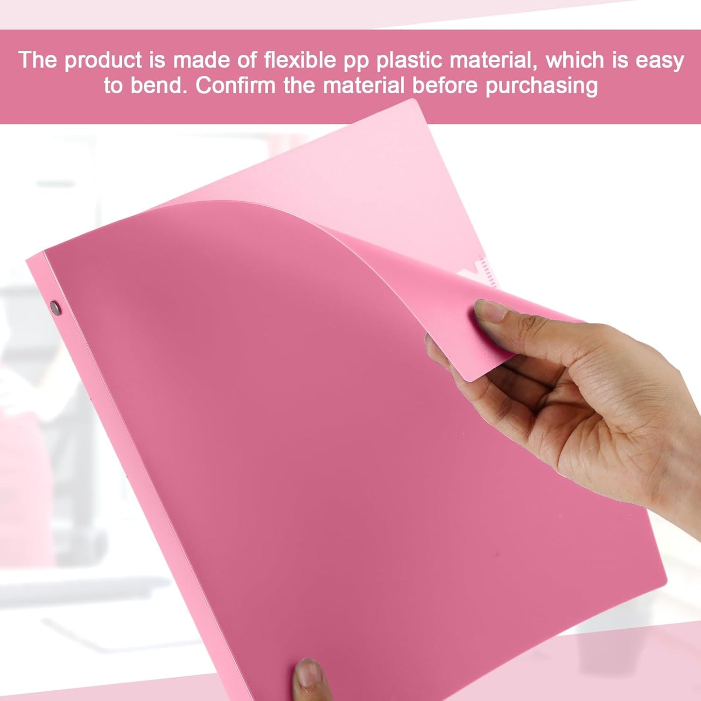 Henoyso 16 Pcs 3 Ring Binder 1/2'' Round Fits Letter Size 8. 5'' x 11'' Paper Plastic Flexible Binder Holds 100 Sheets with 1 Pockets Versatile Organizer for Office Home School (Pink)
