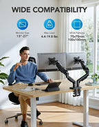 HUANUO Dual Monitor Stand, Fully Adjustable Gaming Monitor Desk Mount - Image 2