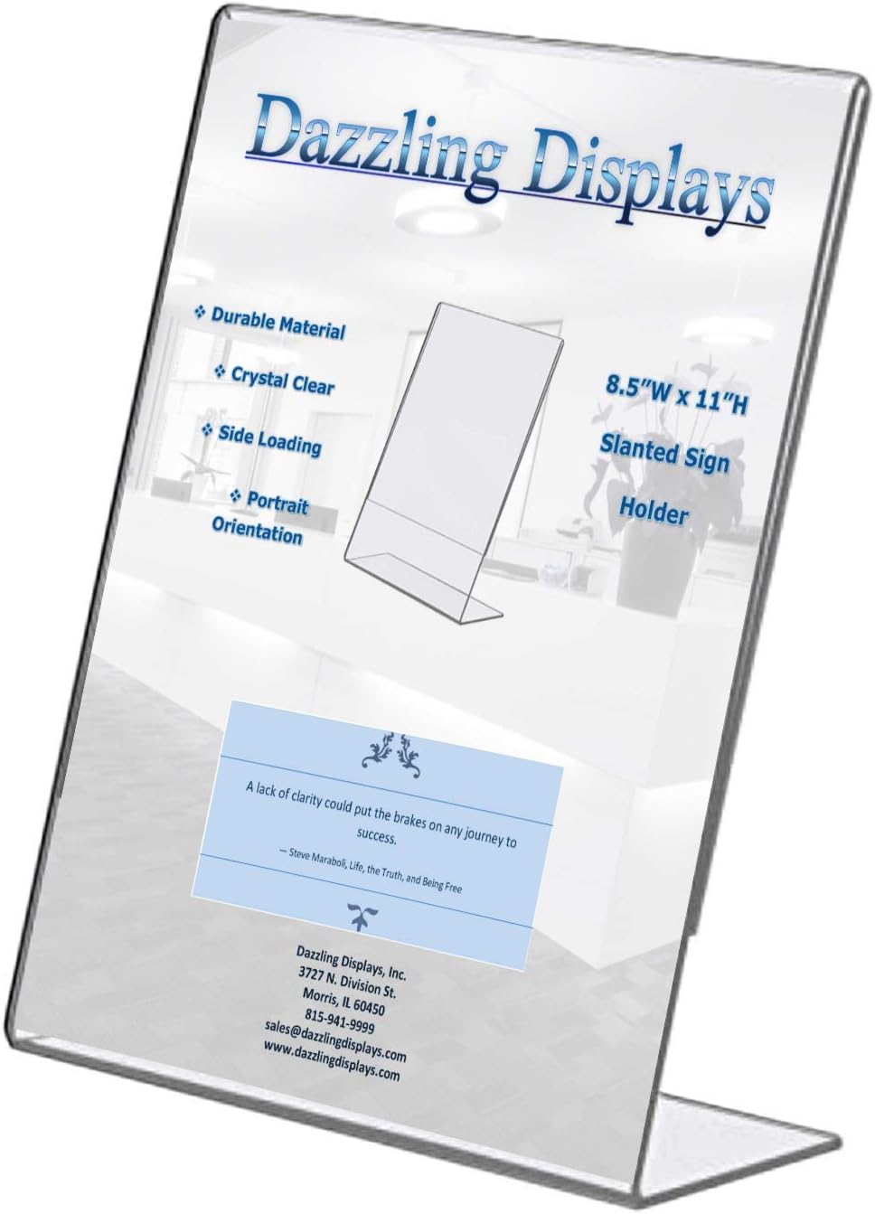 Dazzling Displays Clear Acrylic Slanted Sign Holder 8.5 x 11 - Clear Slanted Picture Frame - Premium Acrylic Sign Holder for Office, Retail, Tradeshow and Home Use (10-Pack)