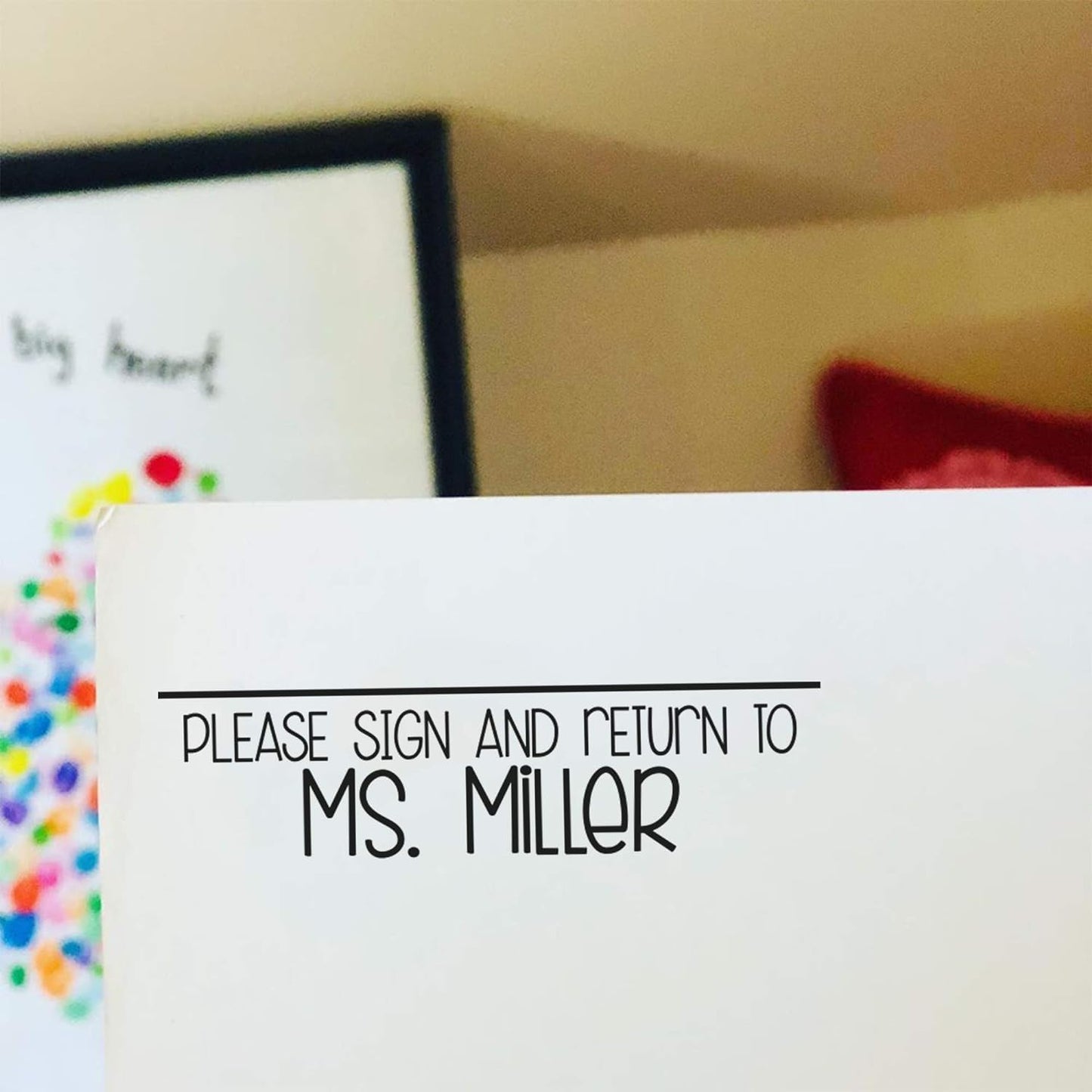 Custom Self-Inking Stamps | 49 Designs | Fun Phrases | Grading Made Easy | Classroom & Book Stamps (Please Sign and Return, Large)
