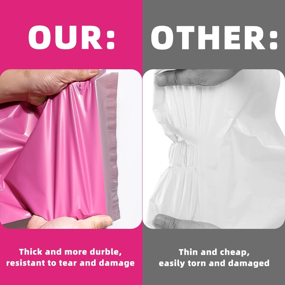 POLYSELLS 100 pcs 12x15.5 Inches Pink Poly Mailers Shipping Envelopes, Strong Adhesive Sealing, Waterproof, and Tear-resistant Postal Mailing Bags for Clothing, Books, and Accessories