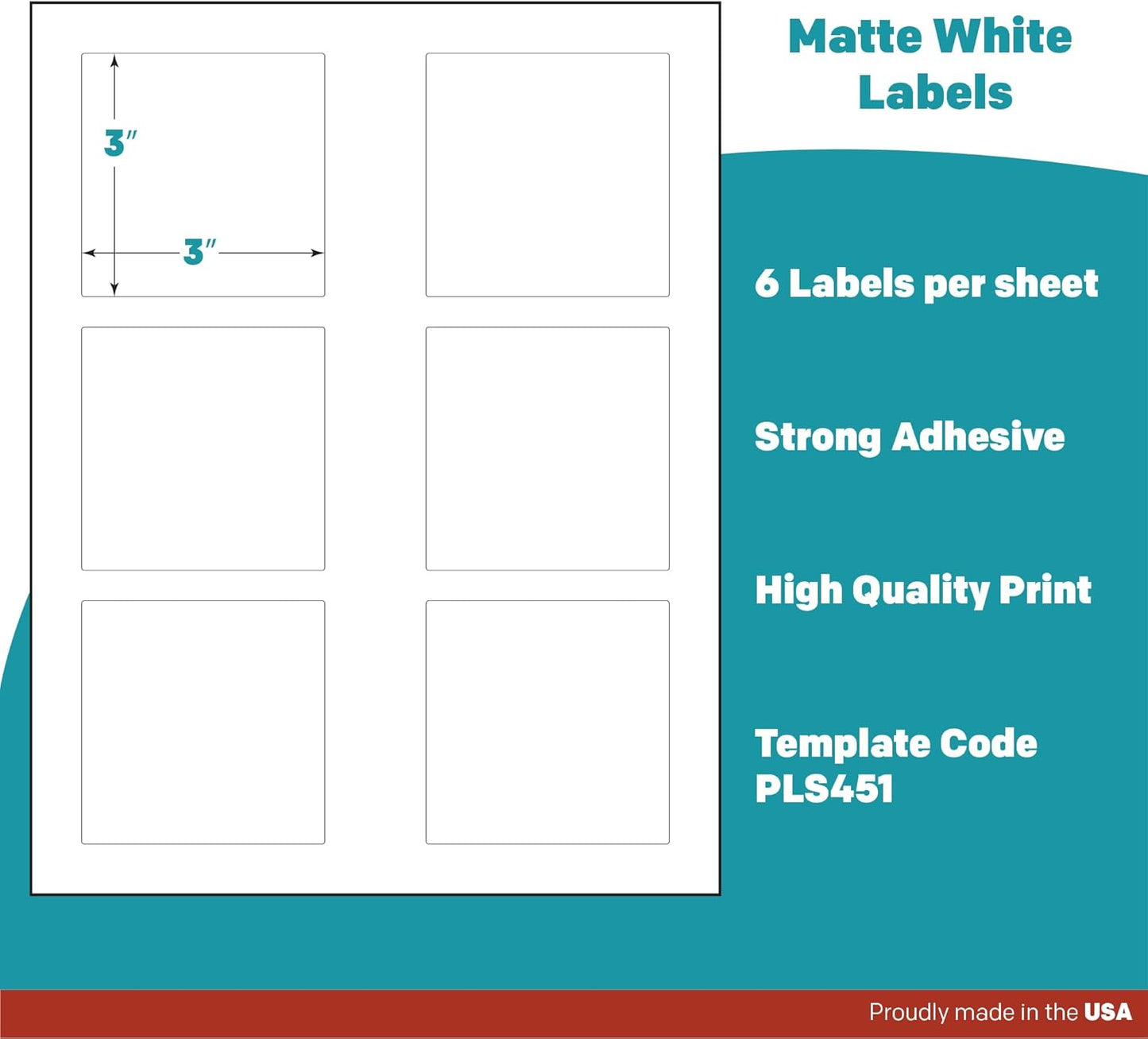 Premium Label Supply White Sticker Square Labels – 3" x 3" – Laser/Inkjet Compatible – (6 per Sheet), 1000 Sheets – 6000 Total Adhesive Labels