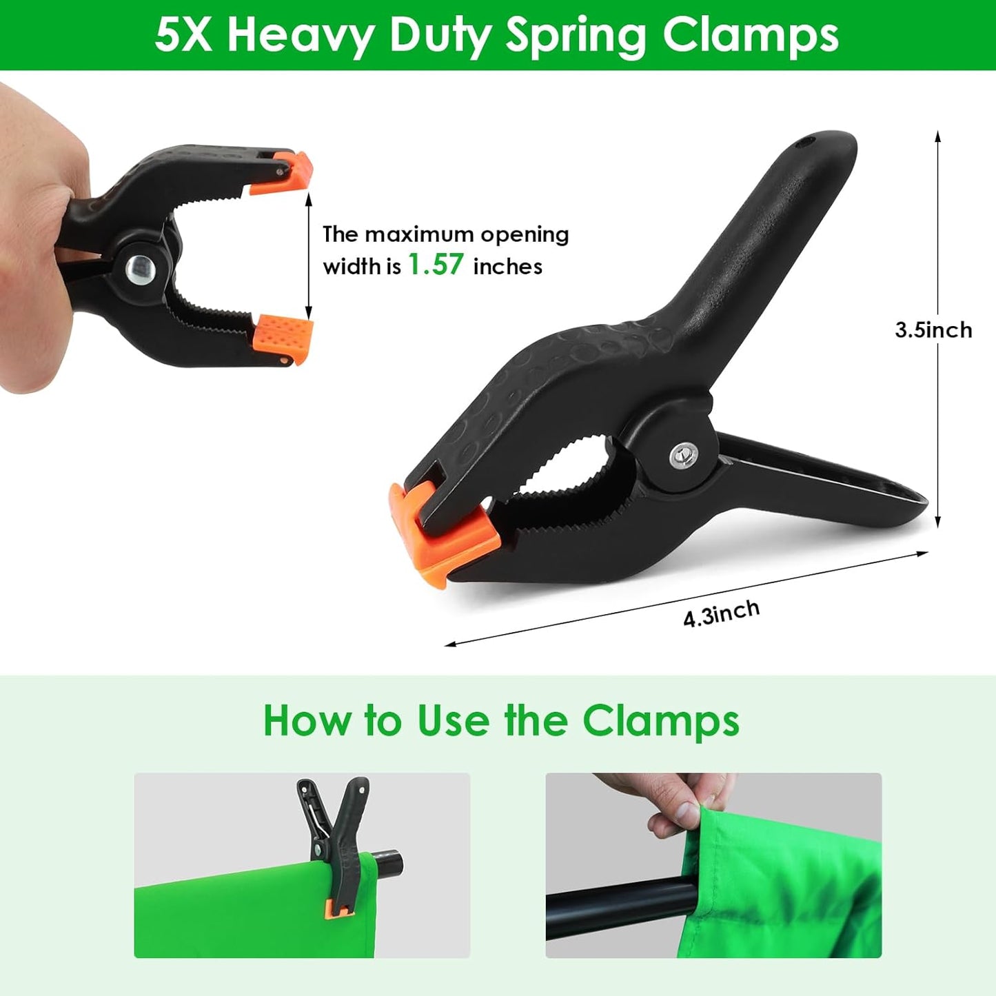 Green Screen Backdrop Kit, 6.5 x 10 Ft Portable Greenscreen Background with Stand, 5 Clamps & Carrying Bag for Photography, Streaming, Zoom, Gaming, YouTube