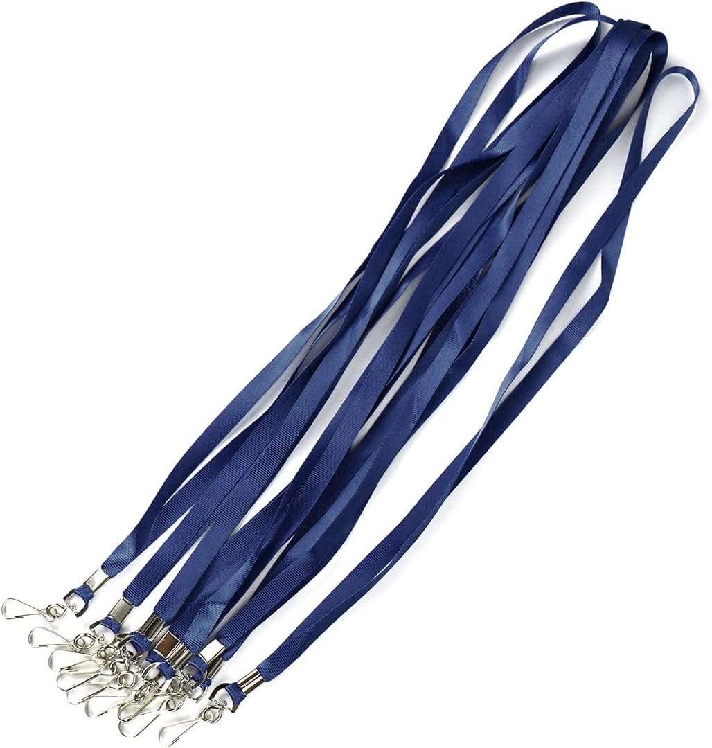 Bird Fiy Bulk Lanyards for Id Badges Nylon Neck Flat Lanyard for ID Name Badge Holder/Name Tag (Navy Blue, 50Pcs)