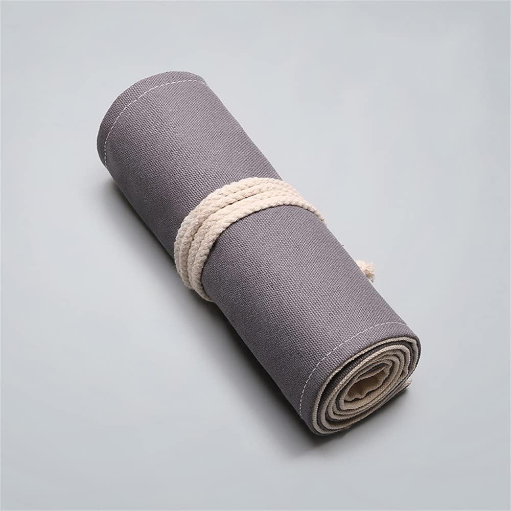 DIYOMR 24/36/72 Slots Pencil Wrap Pencil Rolls, Artist Colored Pencils Roll Up Bag Short Brushes Pouch Case Pencils Organizer for Drawing Coloring and Sketching (Grey, 72slots)