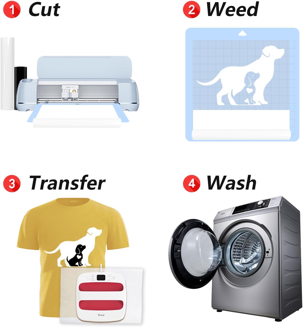 TransOurDream for Joy Xtra, Tru-PU Heat Transfer Vinyl for Joy Xtra, A4 8.3'' x 8ft Matte Whtie HTV Vinyl for T-Shirts, Iron On Vinyl for T-Shirts, Thinner, Soft, Sticky, Factory Outlet, Unprintable