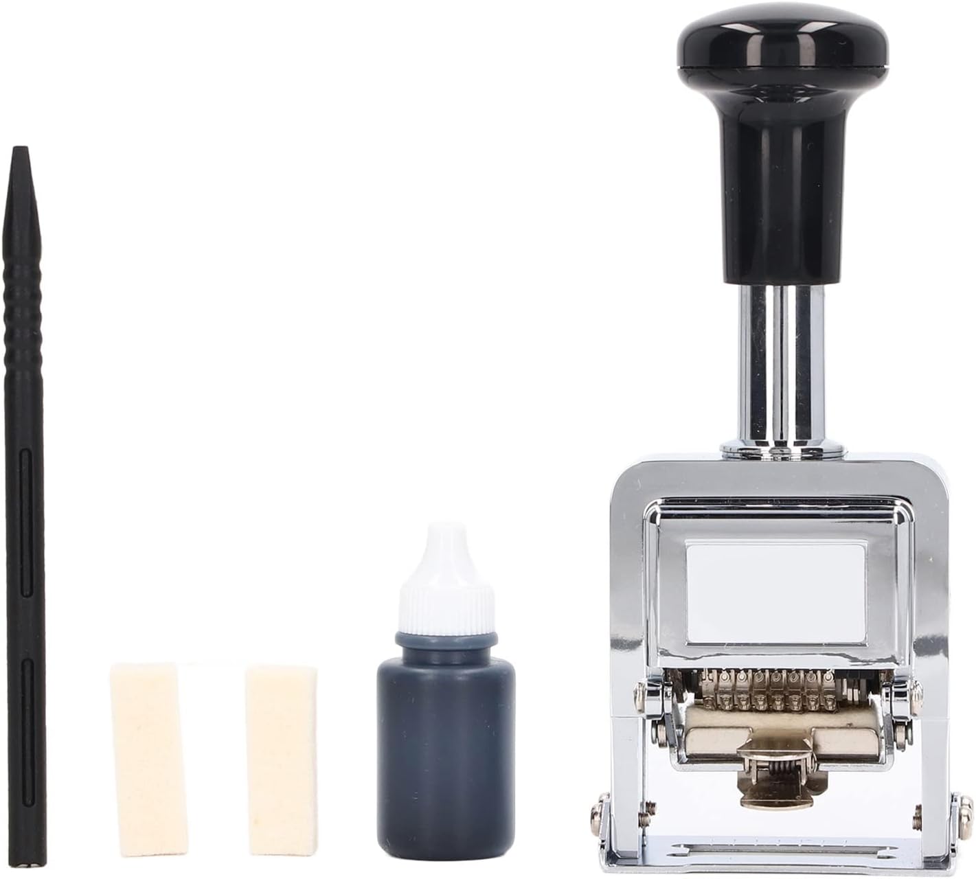 Number Stamp 8 Digit Automatic Numbering Machine, Self Inking Batch Number Stamp Multifunction DIY Scrapbooking Roller Stationery for Banking Accounting