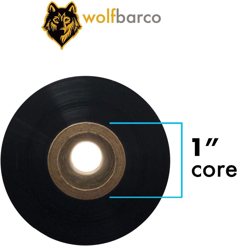 48 Rolls Wolfbarco 4.33" x 984' (110m x 300m) Black Standard Full Resin Thermal Transfer Ribbon Compatible with Zebra,TEC, INTERMEC,Citizen,TSC,GODEX,ARGOX Printers