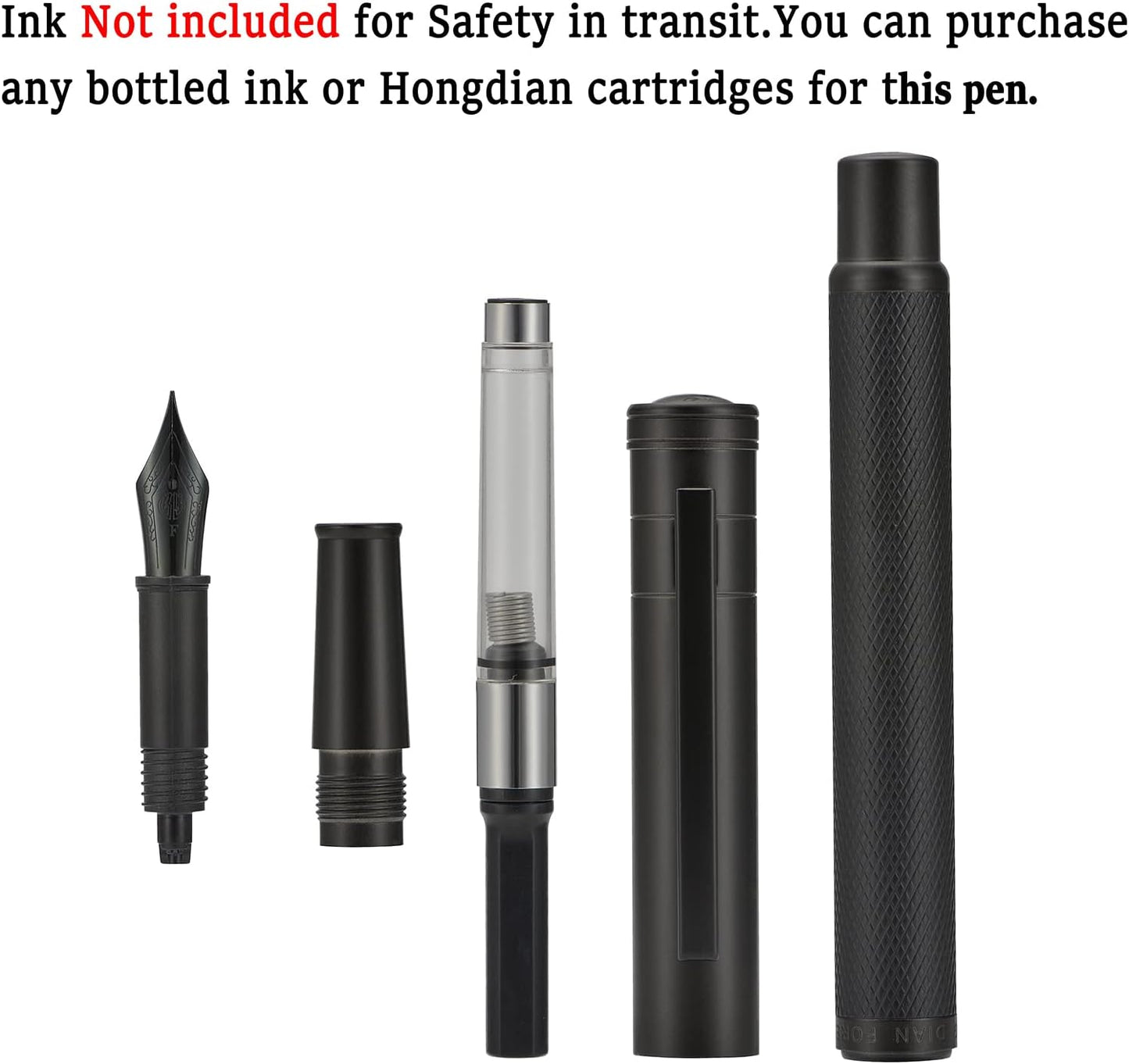 Black Forest Fountain Pen Fine Nib, Ink Cartridge Not Included, Classic Design with Converter and Metal Pen Case Set