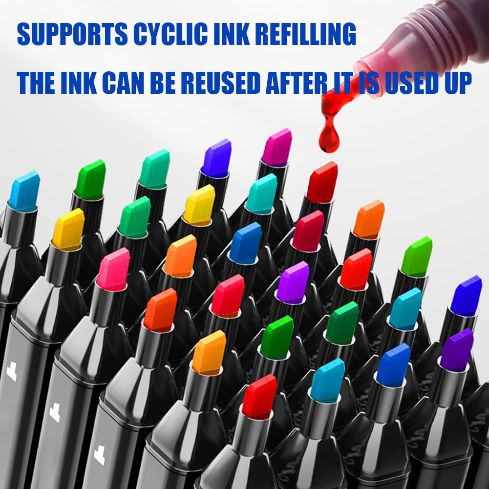 Alcohol Markers, 120 Colors Art Drawing Set for Kids Adults Dual Tip Permanent Sketch, With Organizing Case