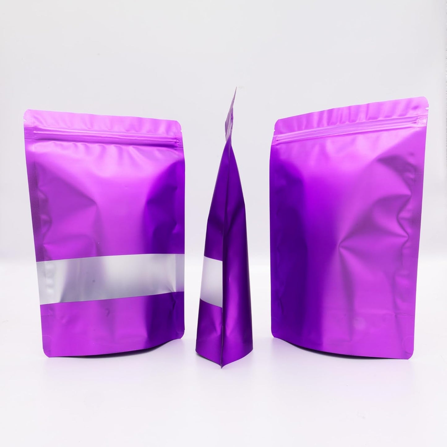 4CP 100 Pcs Purple Zipper Smell Proof Bags with Window, 7.0x10.5 Inch Stand Up Foil Pouches for Food Selfsealing Storage, Reusable Bag for Packaging Small Business, Cookies, Nunt, Candy