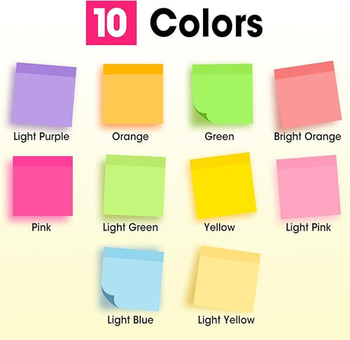 240 Pads Sticky Notes 3x3, Self-Stick Pads Bulk Bright Colors, School Supplies - Image 2