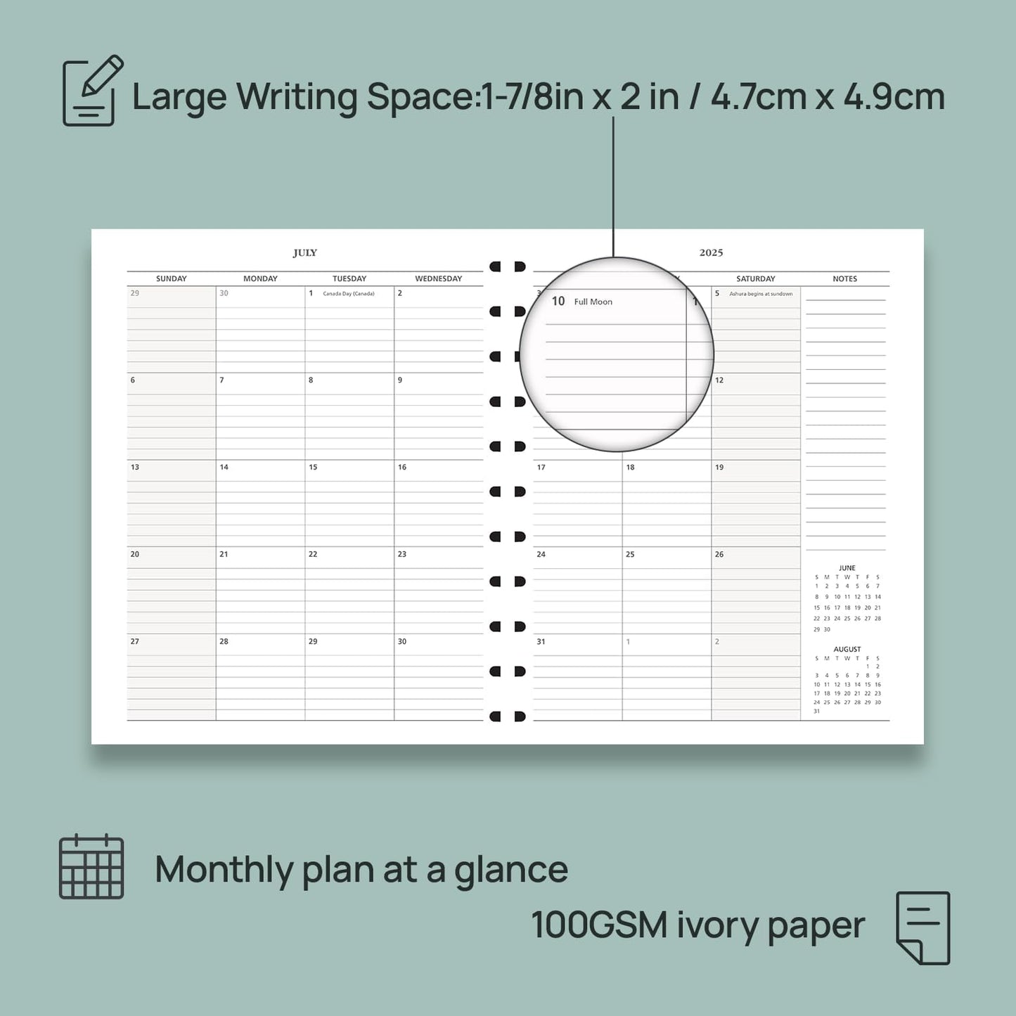POPRUN Teacher Planner 2025-2026, (Disc-Bound Letter Size - 8.5'' x 11'') Academic Lesson Planner (Jul. 2025 - Jun. 2026) with Monthly Tabs, 2-Sided Pocket, Hardcover for Teachers, Prussian Blue