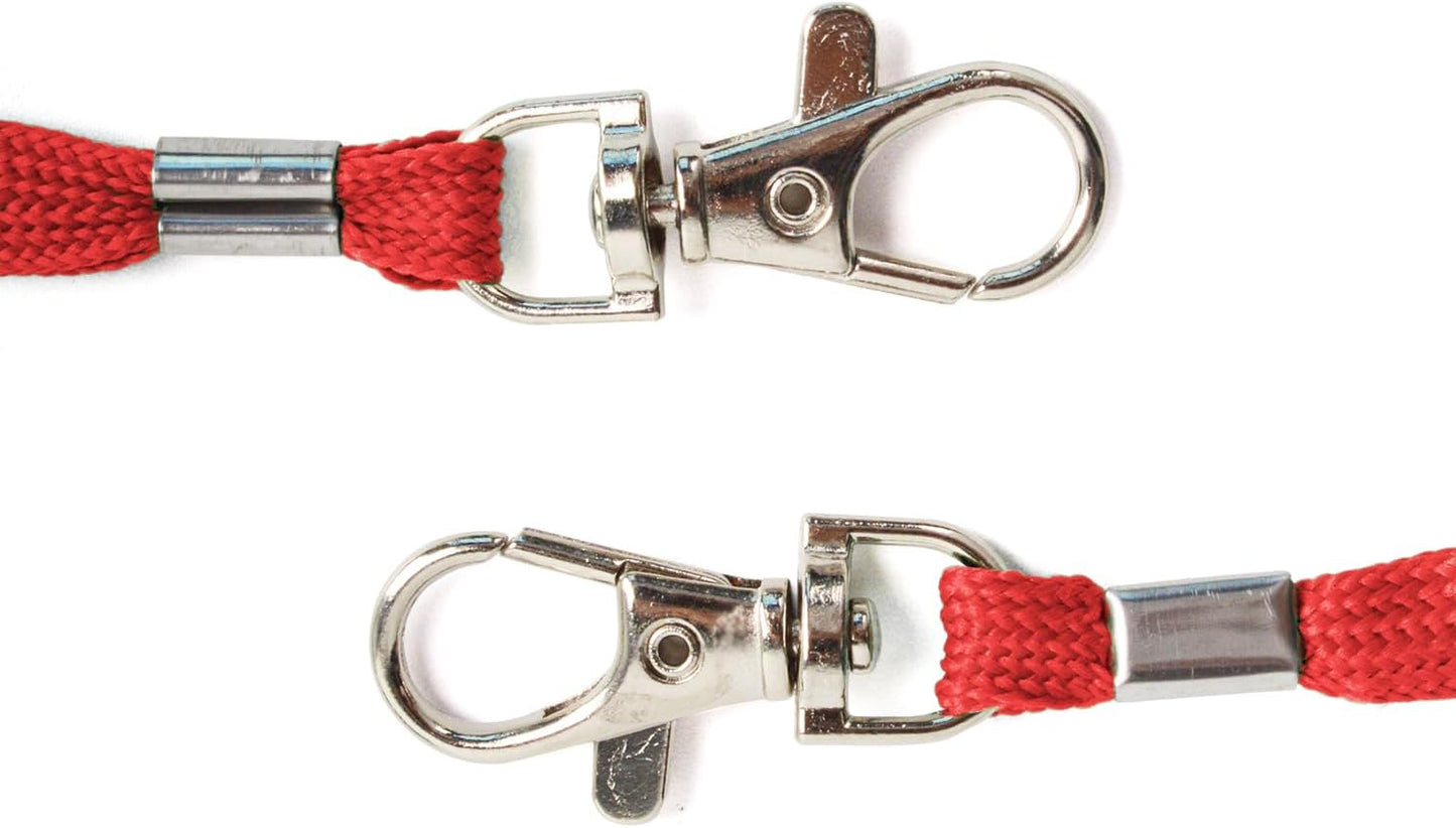 Lanyards 10 Pcs Bulk Lanyard for Id Badges Flat Lanyard with Badge Clip Swivel Hook (10, Red)