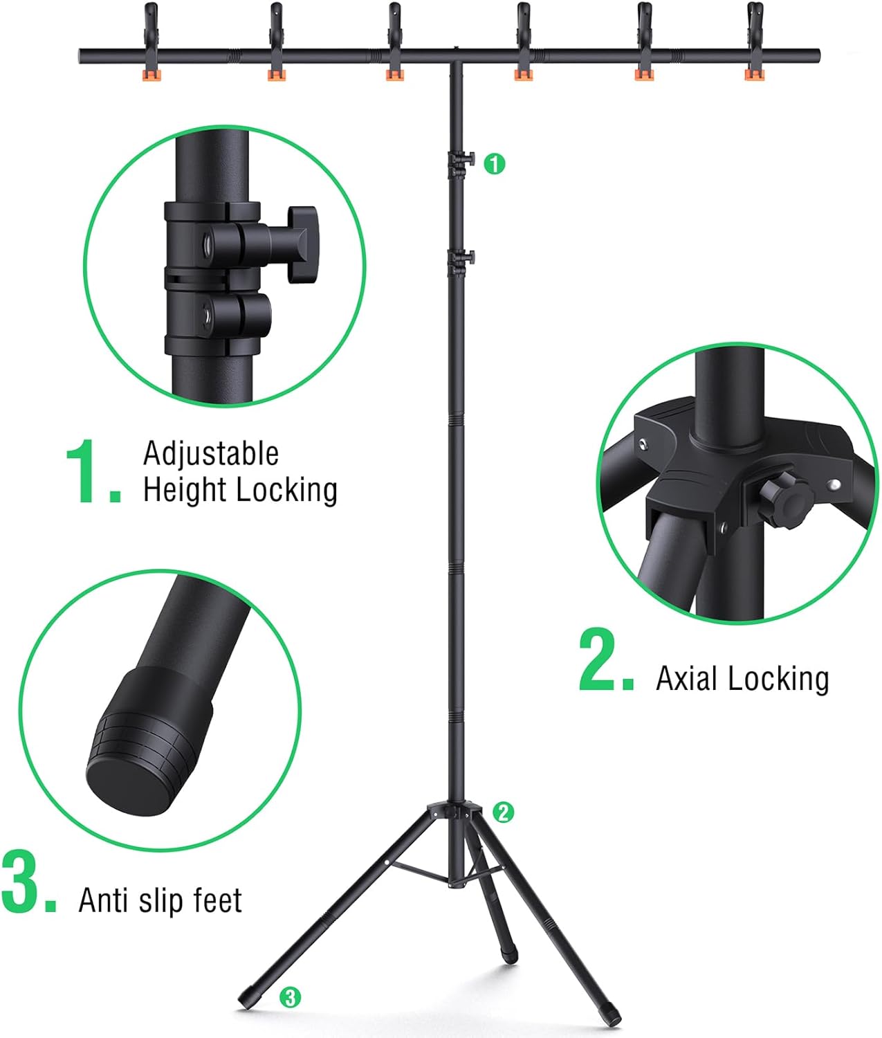Green Screen Backdrop Kit with Stand, 8x5.3ft Portable GreenScreen Background Stand for Streaming Video and Photography Shoots
