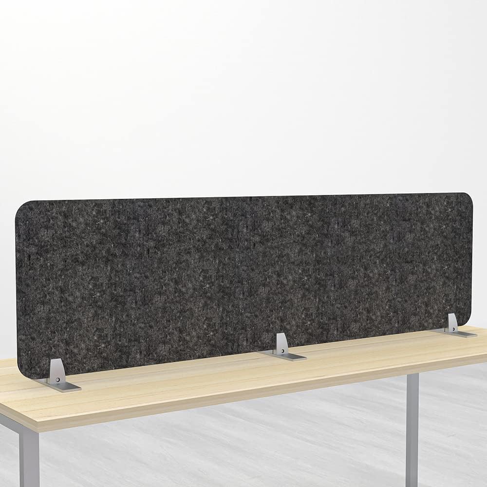 Freestanding Acoustic Desk Divider with Mount | Eco-Friendly Privacy Screen Panel | Noise Reducing Desk Partition | Tackboard Option & Easy to Install | Made from Recycled Plastic | Orange - 18" X 59"