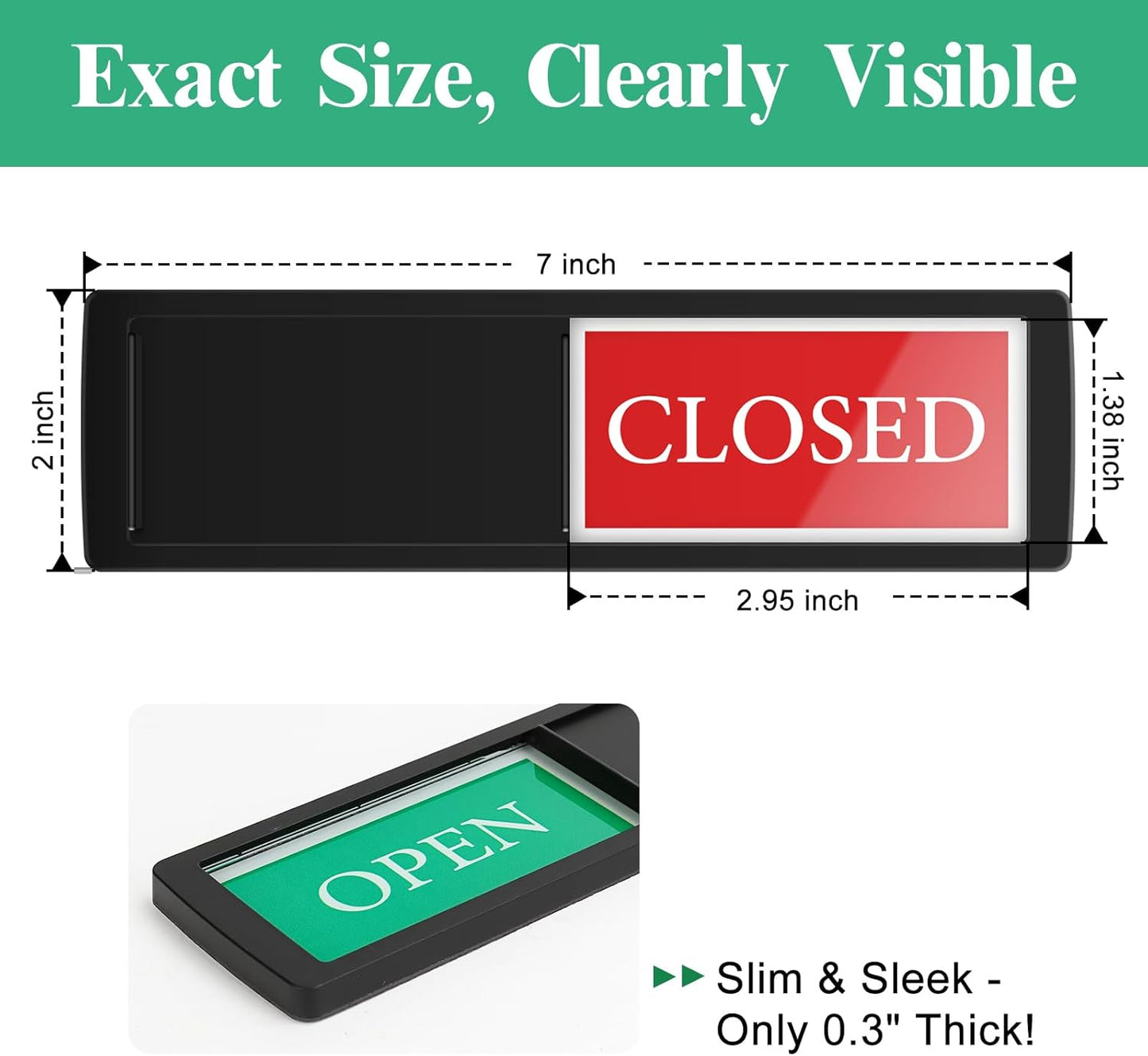Open Closed Signs for Business，Privacy Slider Indicator Door Sign for Storefront, Restaurants, Office, Library, Gym, Hotel & Community Center-Black