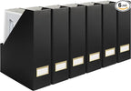 BLU MONACO | Cardboard Magazine File Holder Set of 6 Black | Vertical Magazine by Blu_Monaco